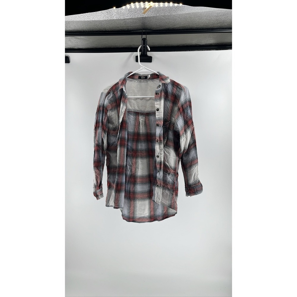 BDG Urban Outfitters Red Gray Plaid‎ Flannel Button Shirt S